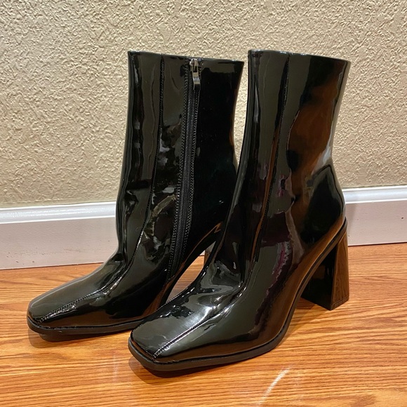 {Koi Footwear} Vegan Black Patent Boots - Picture 4 of 9